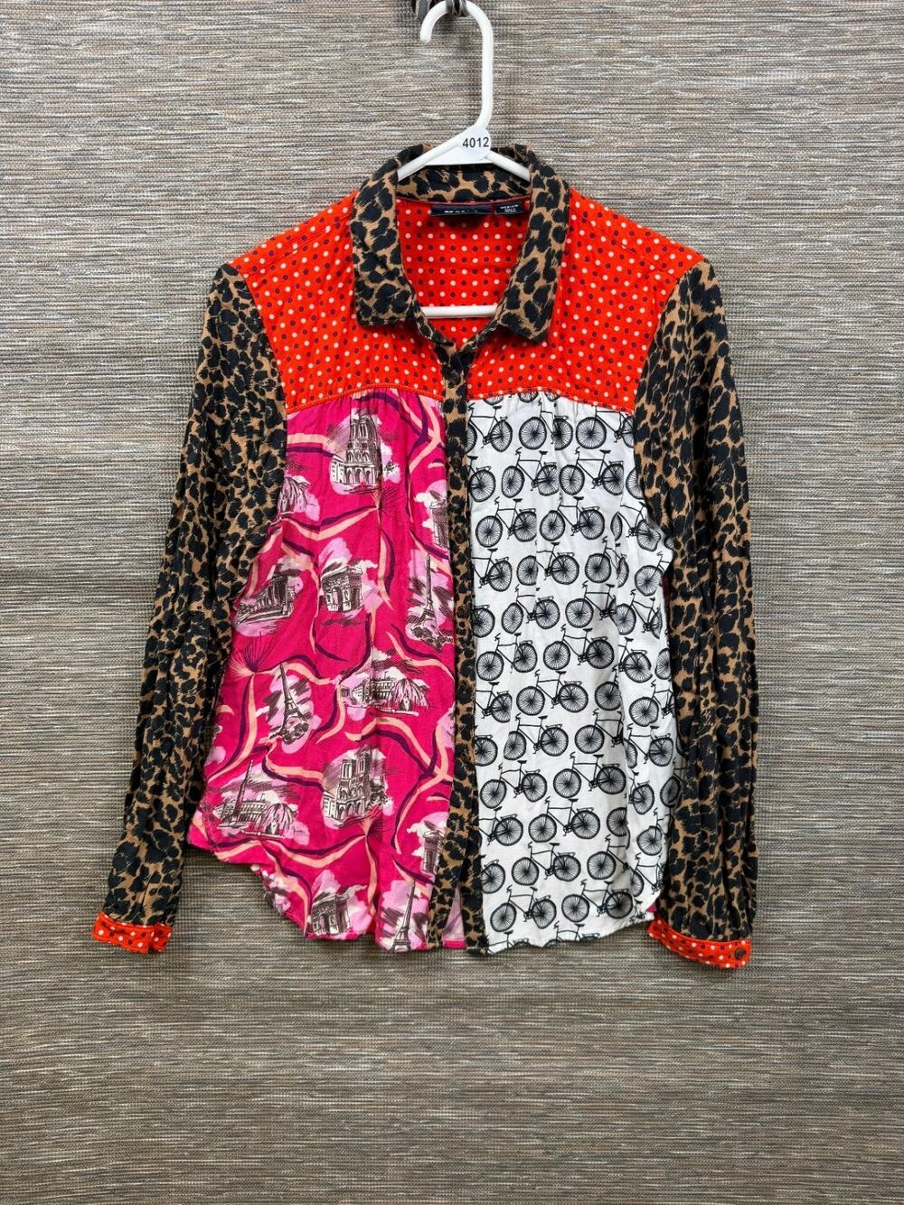 Maeve Button Front Blouse Womens Size M Floral Multicolor Boho Top Long Sleeve